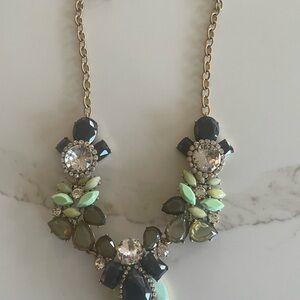 J. Crew Mint Green and Black Statement Necklace